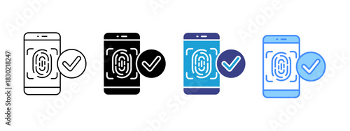 Biometric icon set multiple style collection