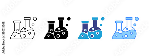 Flask icon set multiple style collection