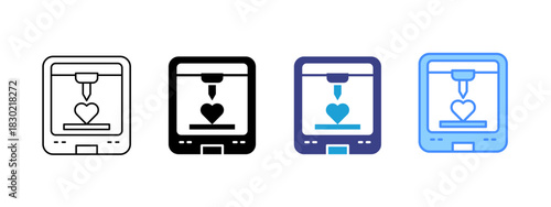 Organ Printing icon set multiple style collection