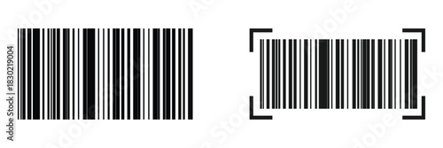 Minimal black barcode symbol. Thin line barcode illustration great for product tagging and digital retail concepts in modern flat design. Isolated on white background