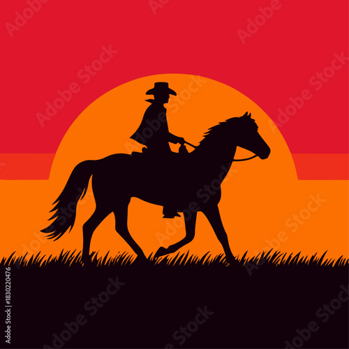 cowboy riding horse silhouette