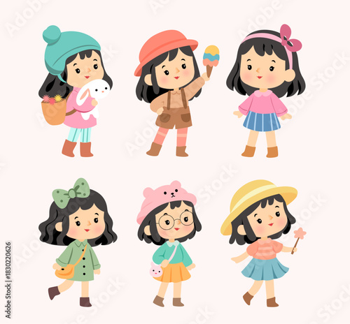 Cute Cartoon Girls Character Collection
