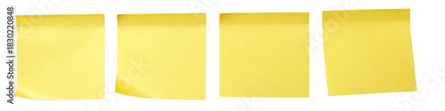 Yellow sticky notes arrange on white surface. The yellow sticky notes perfect for writing a reminder or important note on the work , transparent background