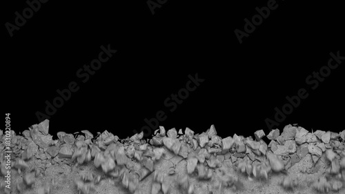 Concrete wall destructions fracture falling down pack with 2 version of destruction speed.4k animation render with alpha channel.	