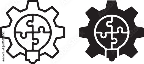 solution development problem solving vector icon