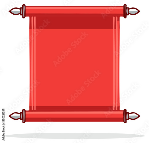 Blank Red Scroll with Decorative Ends Open Flat