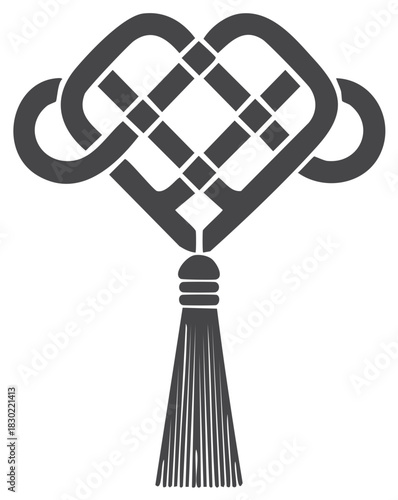 Decorative Oriental knot with tassel symbol vector illustration Chinese knot abstract symbol