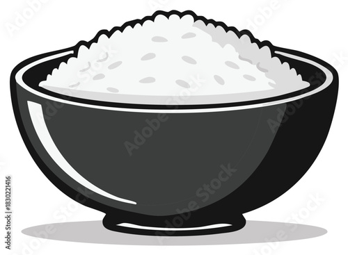 Stylized Bowl of White Rice Illustration