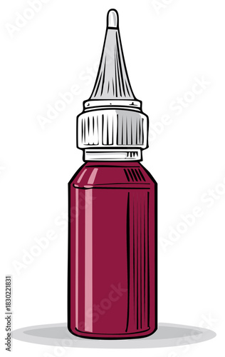Red plastic bottle with a precision applicator nozzle for arts, crafts, glue, or ink vector illustration