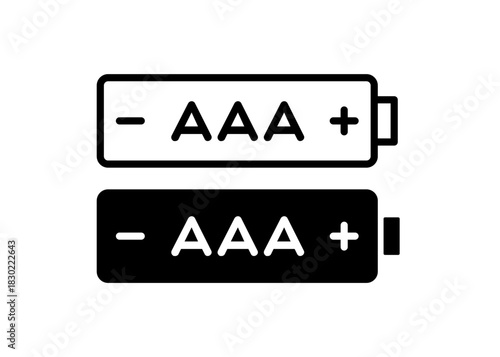 Vector AAA Battery Icons on White Background