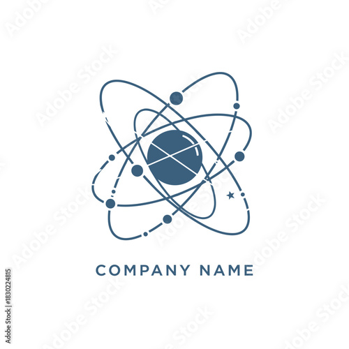 Abstract Atom Model With Orbits And Electrons Representing Science And Technology.