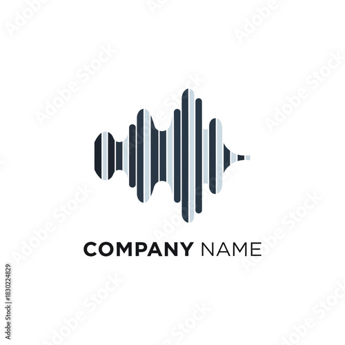 Abstract audio wave logo design for music and sound recording company.
