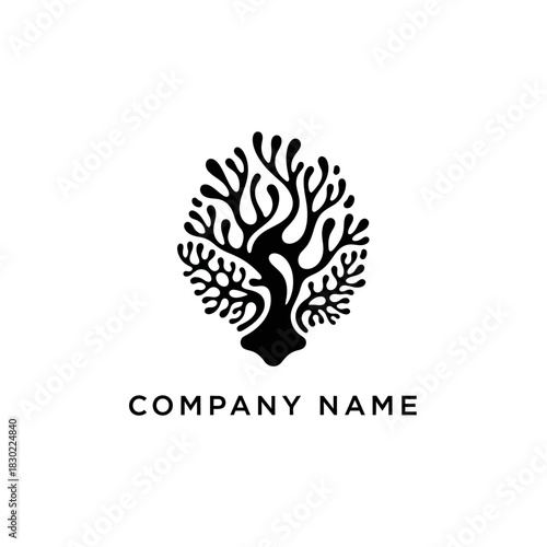 Abstract Black Tree Silhouette Logo Design.