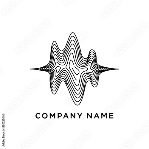 Abstract sound wave logo design with flowing lines and modern aesthetic.