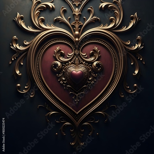 golden heart on black background