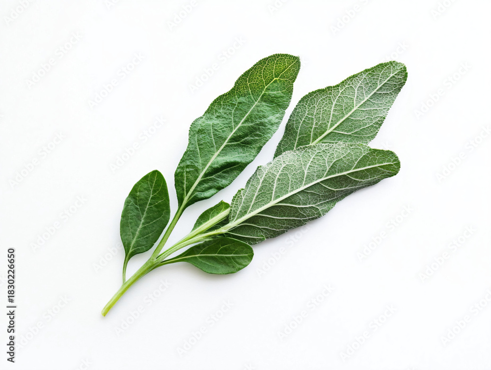 Obraz premium Fresh Green Sage Leaves with Intricate Textures and Vibrant Color