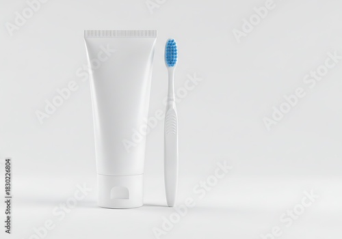 Clean Minimalist Toothbrush and Paste Mockup