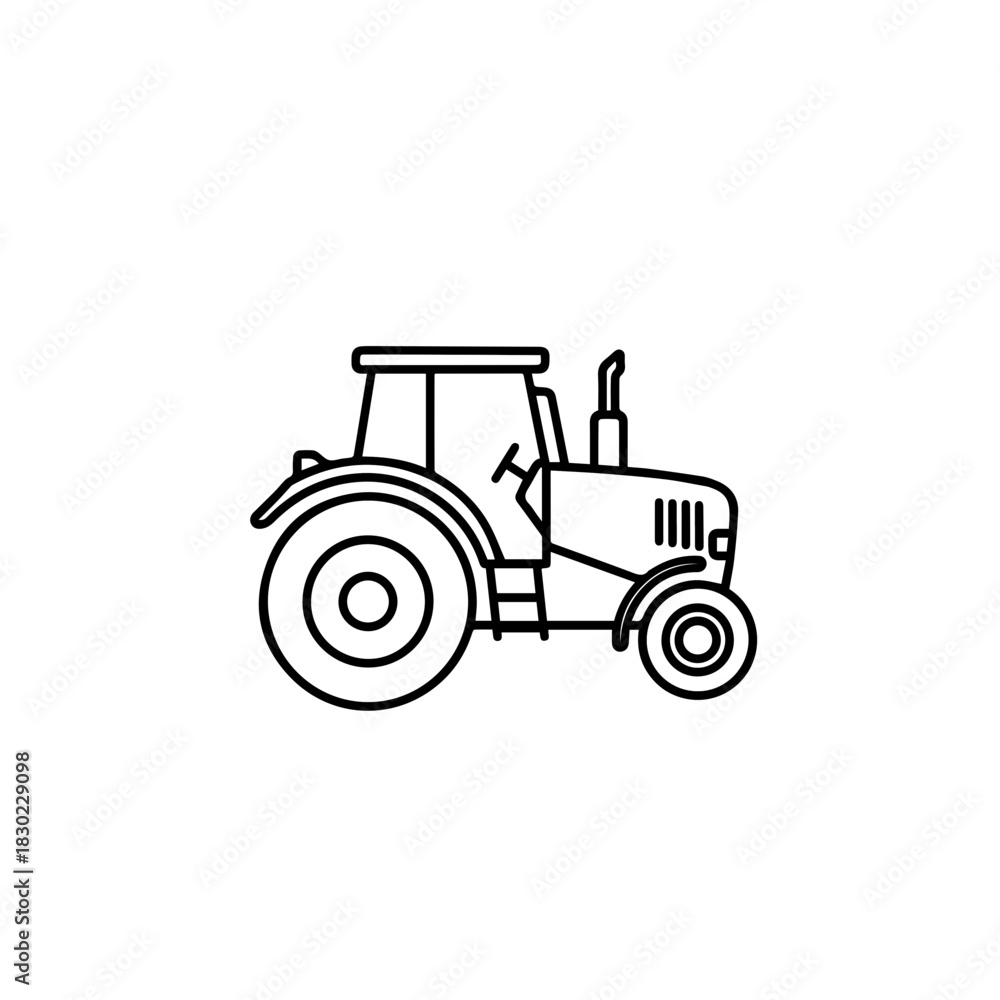 Obraz premium Agricultural farm tractor outline icon design