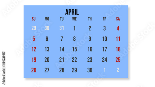 A clean and functional planner 2026 year calendar design in English, schedule month calender, organizer template, ideal for planning, scheduling, and time management designs. Vector illustration