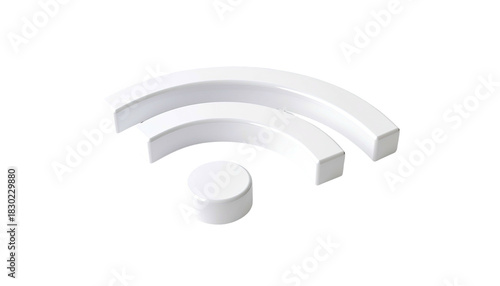 Glossy white WiFi symbol floating against black background