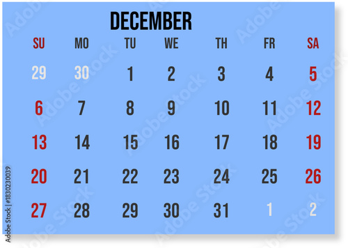 A clean and functional planner 2026 year calendar design in English, schedule month calender, organizer template, ideal for planning, scheduling, and time management designs. Vector illustration