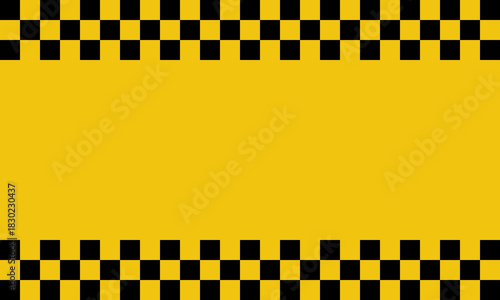 racing flag monochrome background, checkered black and yellow frame