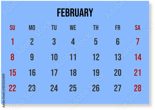 A clean and functional planner 2026 year calendar design in English, schedule month calender, organizer template, ideal for planning, scheduling, and time management designs. Vector illustration