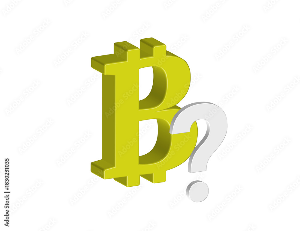 Obraz premium Simple 3D illustration of a bitcoin icon with a question mark