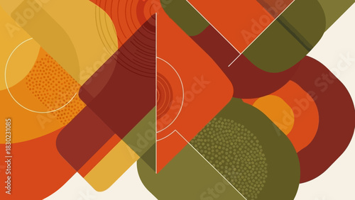 Abstract Geometric Shapes: An artistic exploration of geometric shapes in warm, earthy tones, creating a visually dynamic and engaging composition.