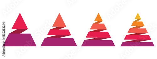 Colorful pyramid chart infographic with segmented levels, hierarchy structure, business data visualization and marketing concept. Levels of triangular pyramid. Triangle pyramid icon