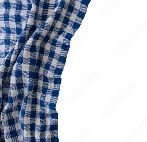 Part of a blue and white checkered kitchen fabric, kitchen or restaurant theme, transparent background