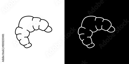 Simple Line Art Illustration of a Croissant in Black and White - Versatile Food Icon