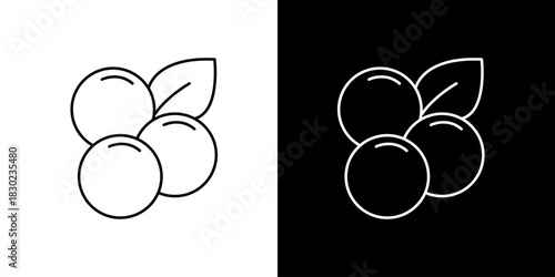 Berry Icon Set Black and White Outlines for Various Design Applications