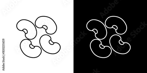 Simple line art icon of four kidney beans. A vector graphic symbol for healthy eating, legumes, and nutrition. Isolated design element