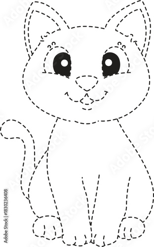 Dotted cat outline ideal for coloring books tracing preschool learning animal themed printable fun kid sheets