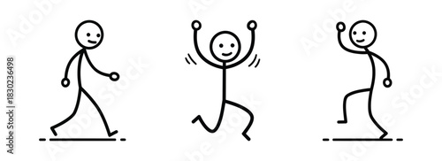 Stick Figures Displaying Happy and Animated Actions