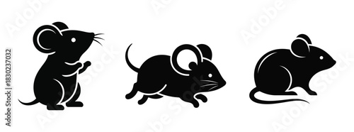 A minimalist set of black mouse vector icons for design elements