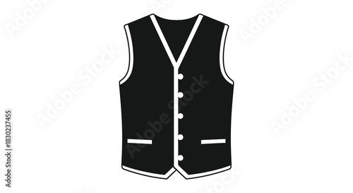 A simple black vest design isolated on a white background a striking silhouette