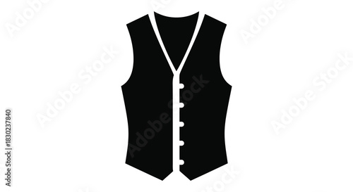 a simple black vest design isolated on a white background minimalist fashion silhouette
