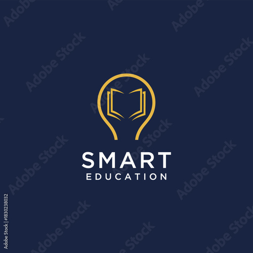 Book with lightbulb creative idea logo design icon vector, concept new knowledge

