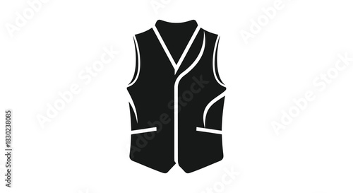A simple depiction of a black vest isolated on a white background silhouette