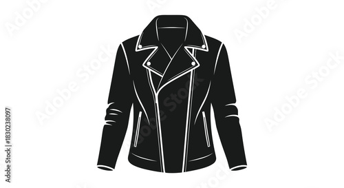 Detailed black leather jacket design with a classic biker style a striking silhouette
