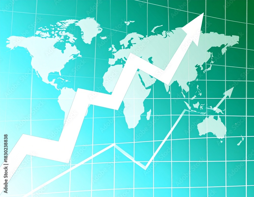 Obraz premium Business graph with arrows, global business concept
