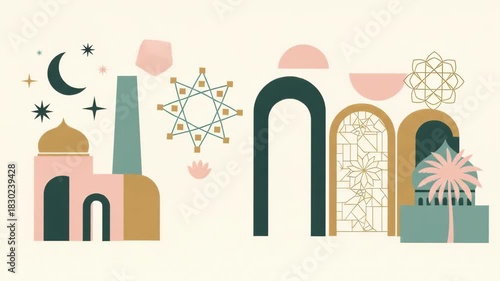 Wallpaper Mural Abstract Islamic Geometric Patterns and Architecture Elements. Torontodigital.ca