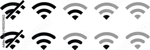 Wi-Fi icons set and stock vector illustration. wifi symbol. wifeless simple icons vector. wifi icon sheet, vector wifi icon image