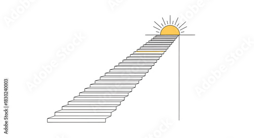 Stairway to Success Reaching Goals and Achieving Dreams Under the Rising Sun