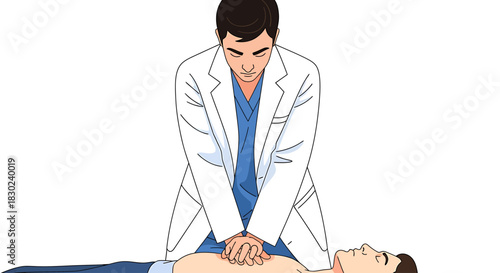 Medical professional performing life-saving chest compressions on a patient, demonstrating critical cardiopulmonary resuscitation techniques for emergency medical intervention