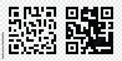 Barcode Icon Set – Multiple Black Barcode Designs Isolated on White Background for Product and Retail Use. Modern Barcode Vector. Product Identification, Retail Scanning. 