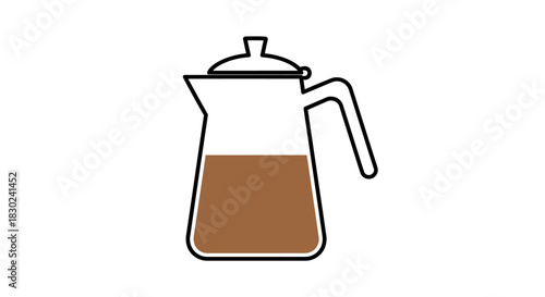 Coffee Pot Illustration A Simple Outline of a Glass Coffee Pot with Brewed Coffee Inside