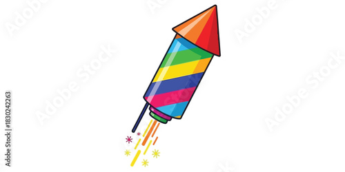 Colorful Rocket Firework Illustration for Celebrations, Festivities, and Special Events